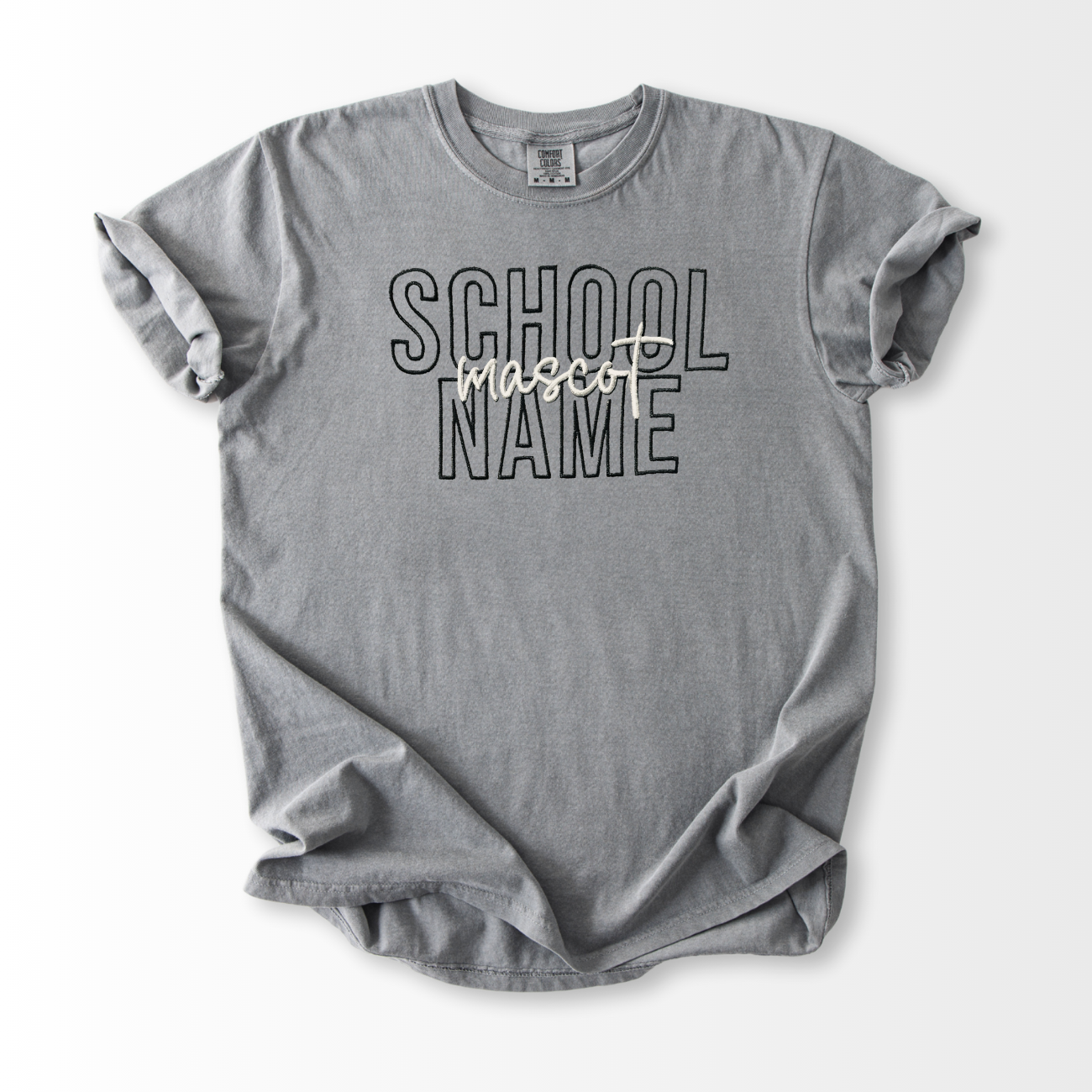 School Outline Embroidered T-Shirt